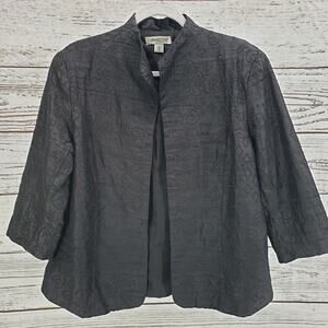 Coldwater Creek Women's Black 100%Silk Embroidered Blazer Jacket Large